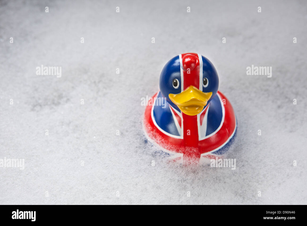 Union Jack Rubber Duck - Great British Bubble Bath Time Theme Stock Photo