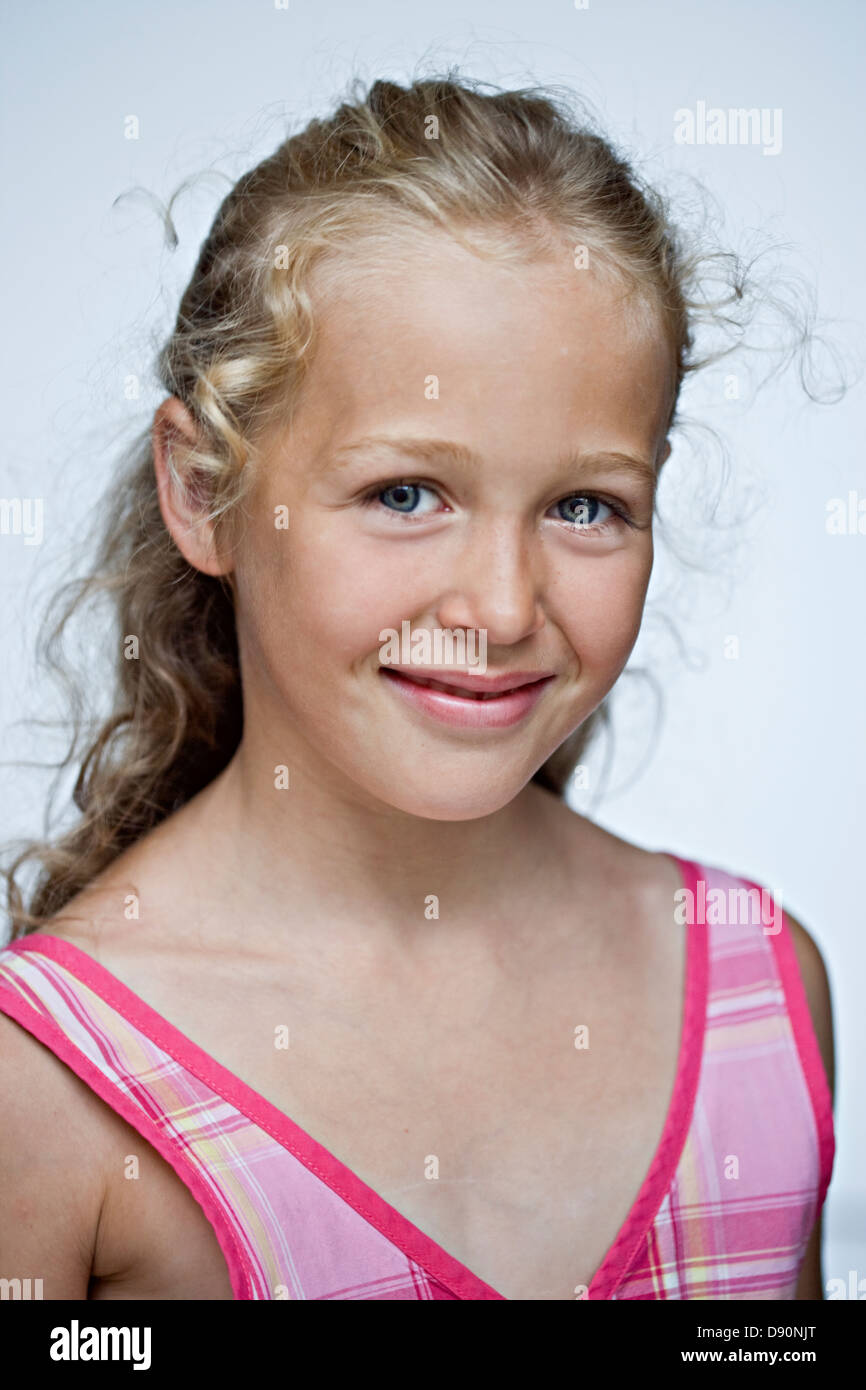Studio portrait of girl Stock Photo Alamy