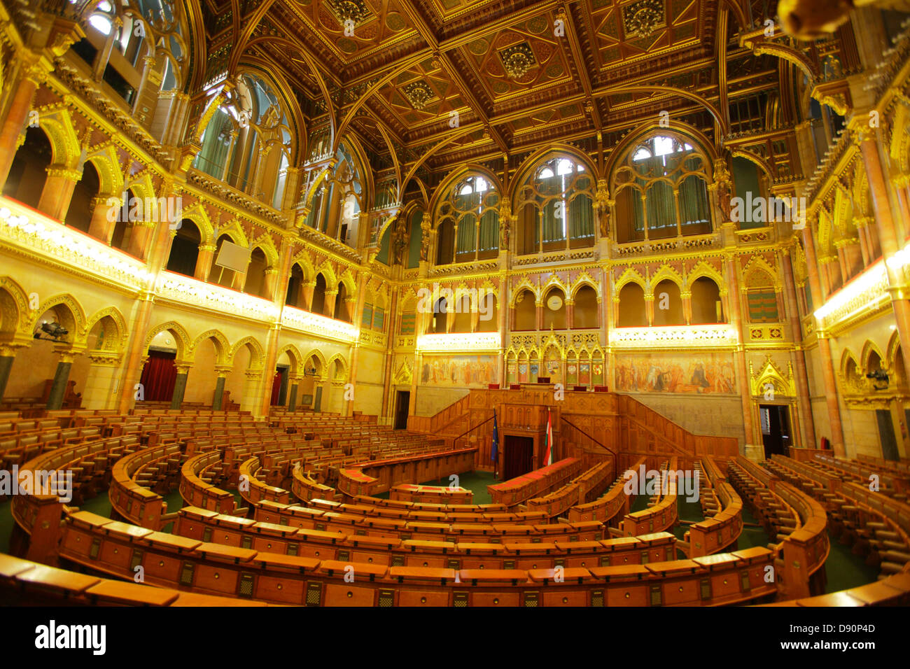 Assembly hall of the House of Representatives at Hungarian Parliament, Budapest, Hungary Stock Photo