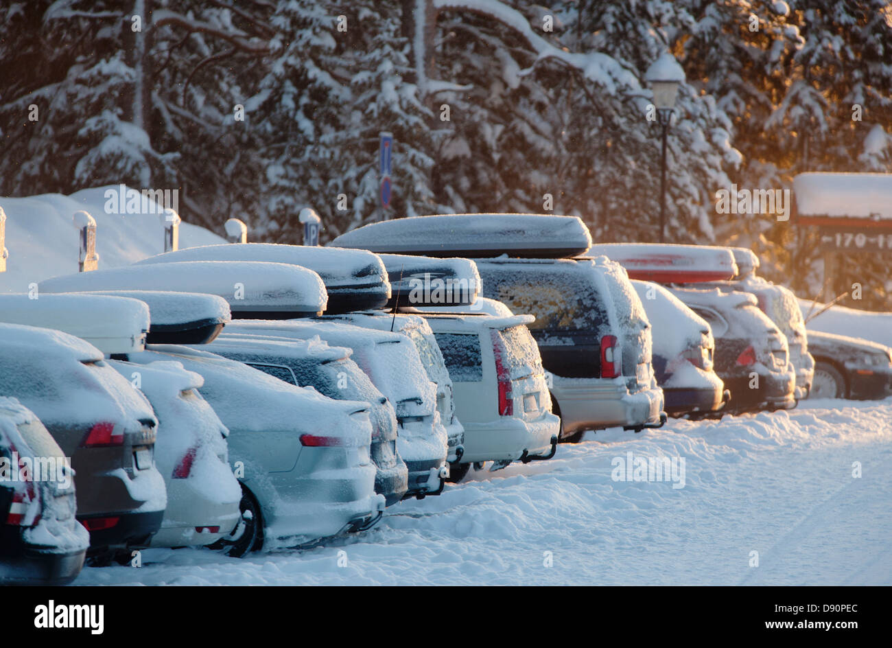 Parked cars covered in snow Stock Photo - Alamy