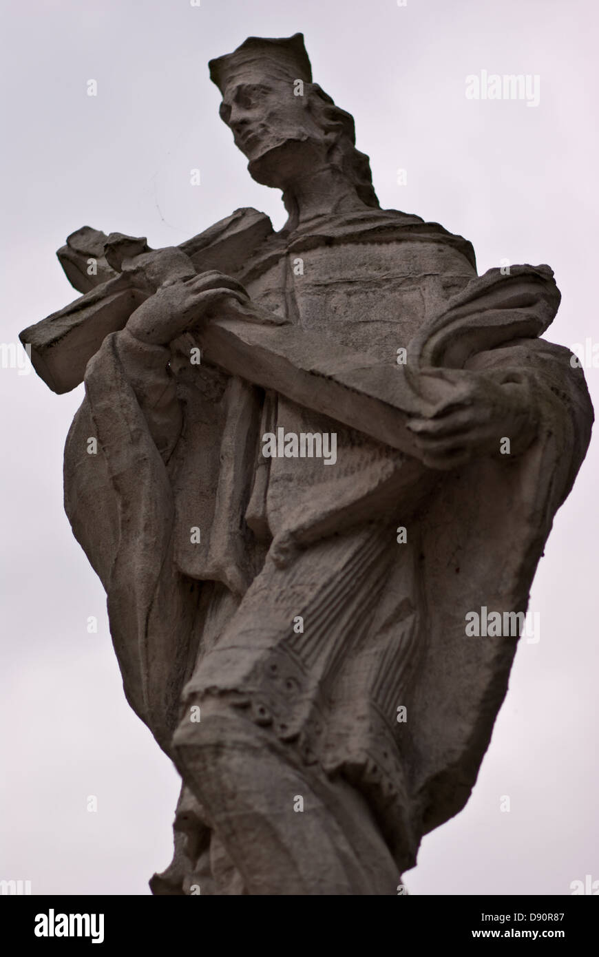 St John Nepomucene Statue (1749) in the village Gierczyce, Małopolska, Poland Stock Photo