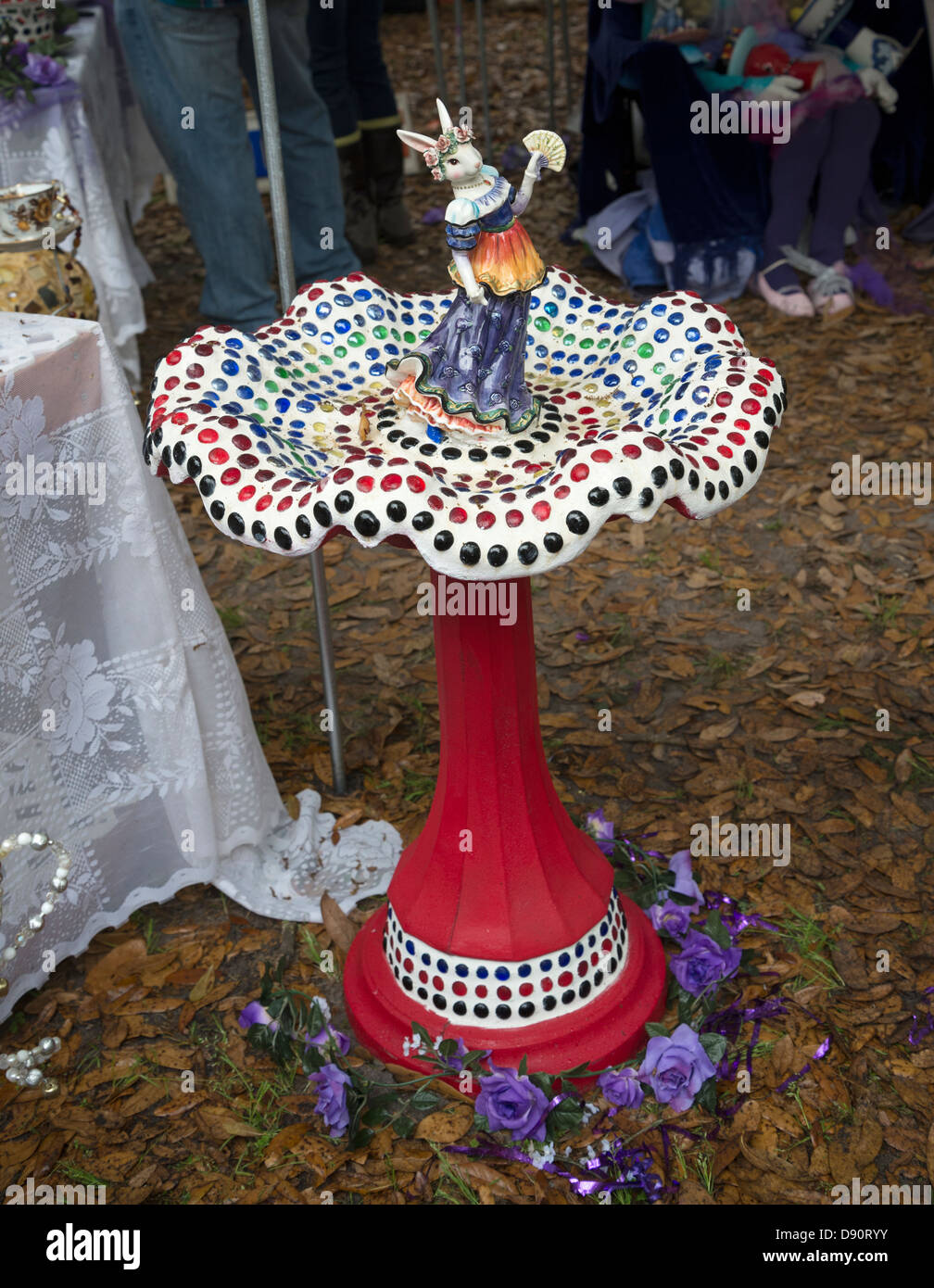 Fancy bird bath is for sale during Kanapaha Botanical Gardens Spring