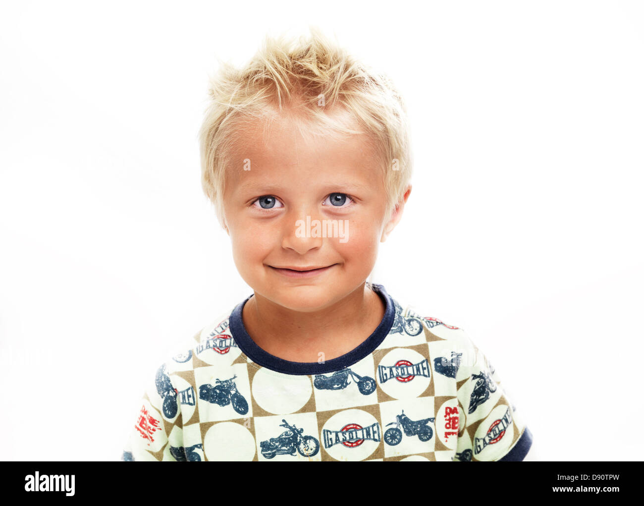 Portrait of smiling boy looking at camera, studio shot Stock Photo - Alamy