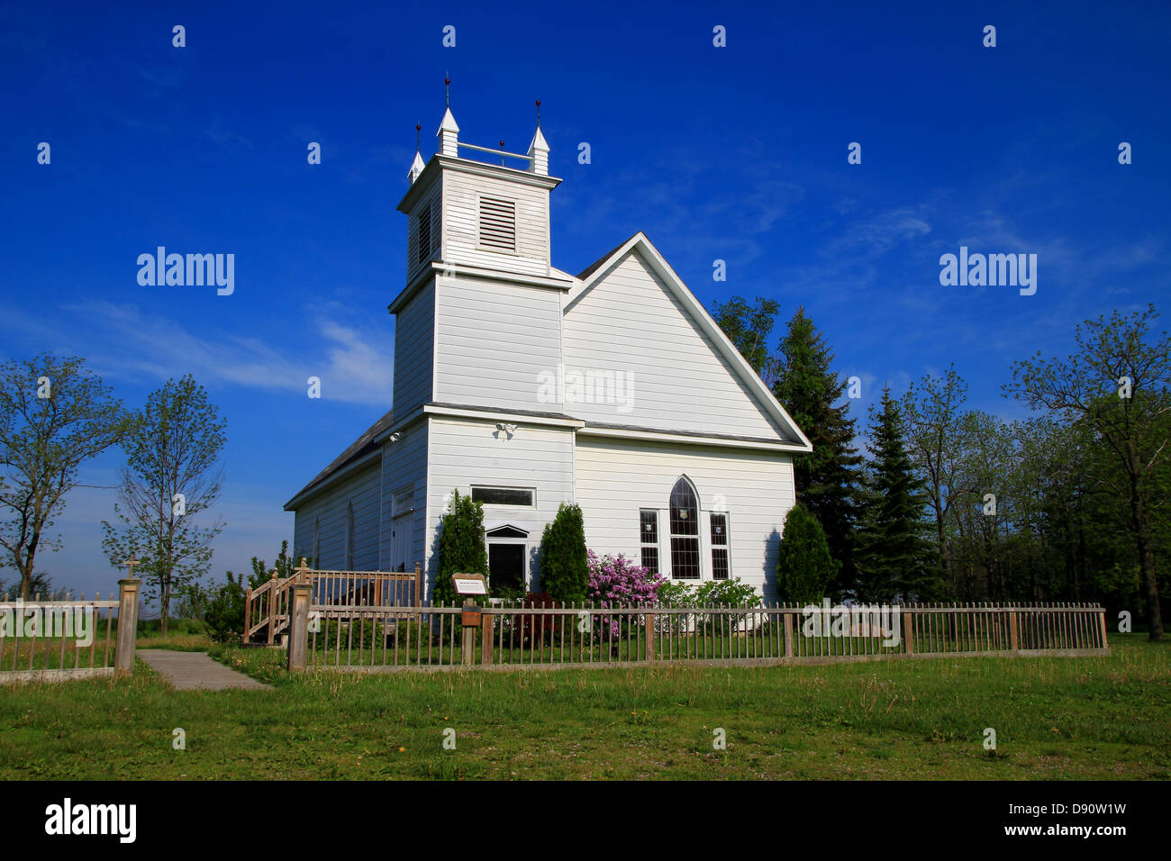 Restored church with a blue sky background Port Sanilac
