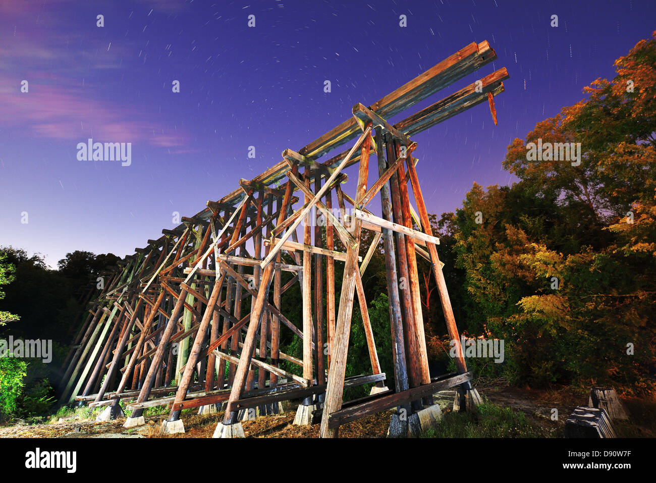 Abandoned train trestles, a local landmark in Athens, Georgia, USA Stock Photo