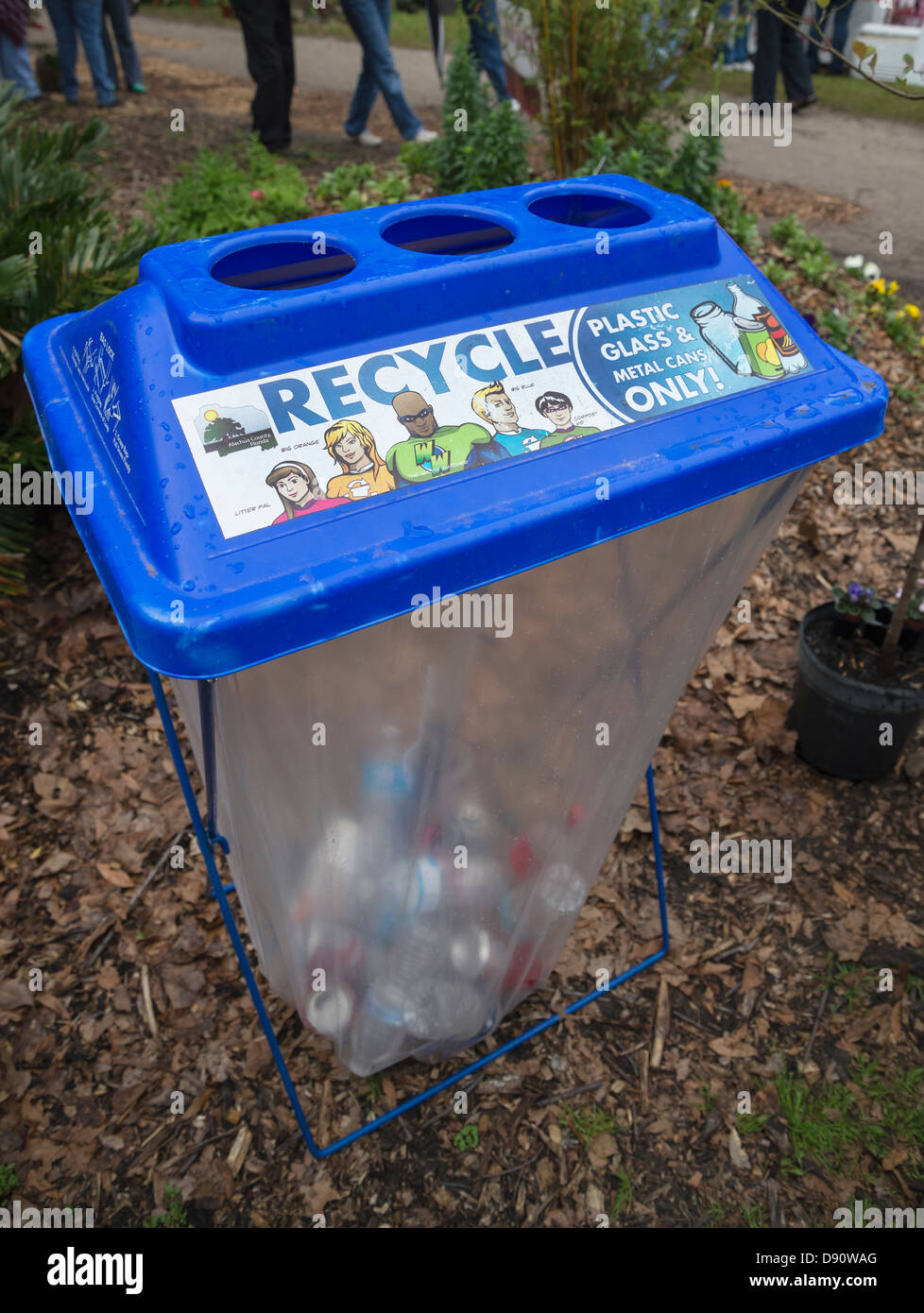 Recycling bin at Kanapaha Botanical Gardens Spring Festival, located in
