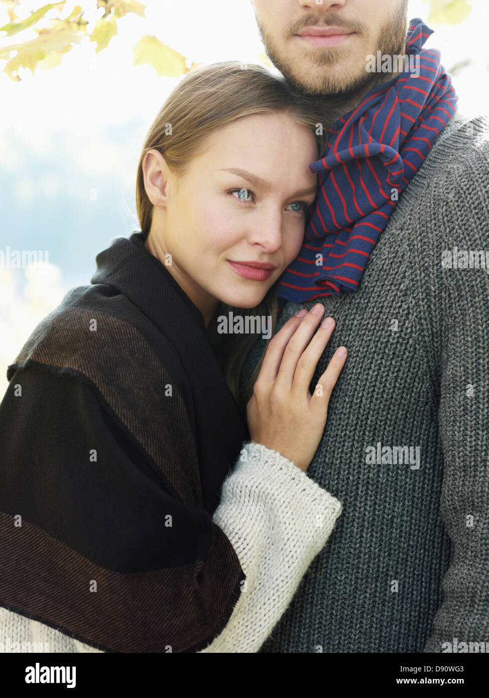 Portrait of young couple in warm clothing Stock Photo
