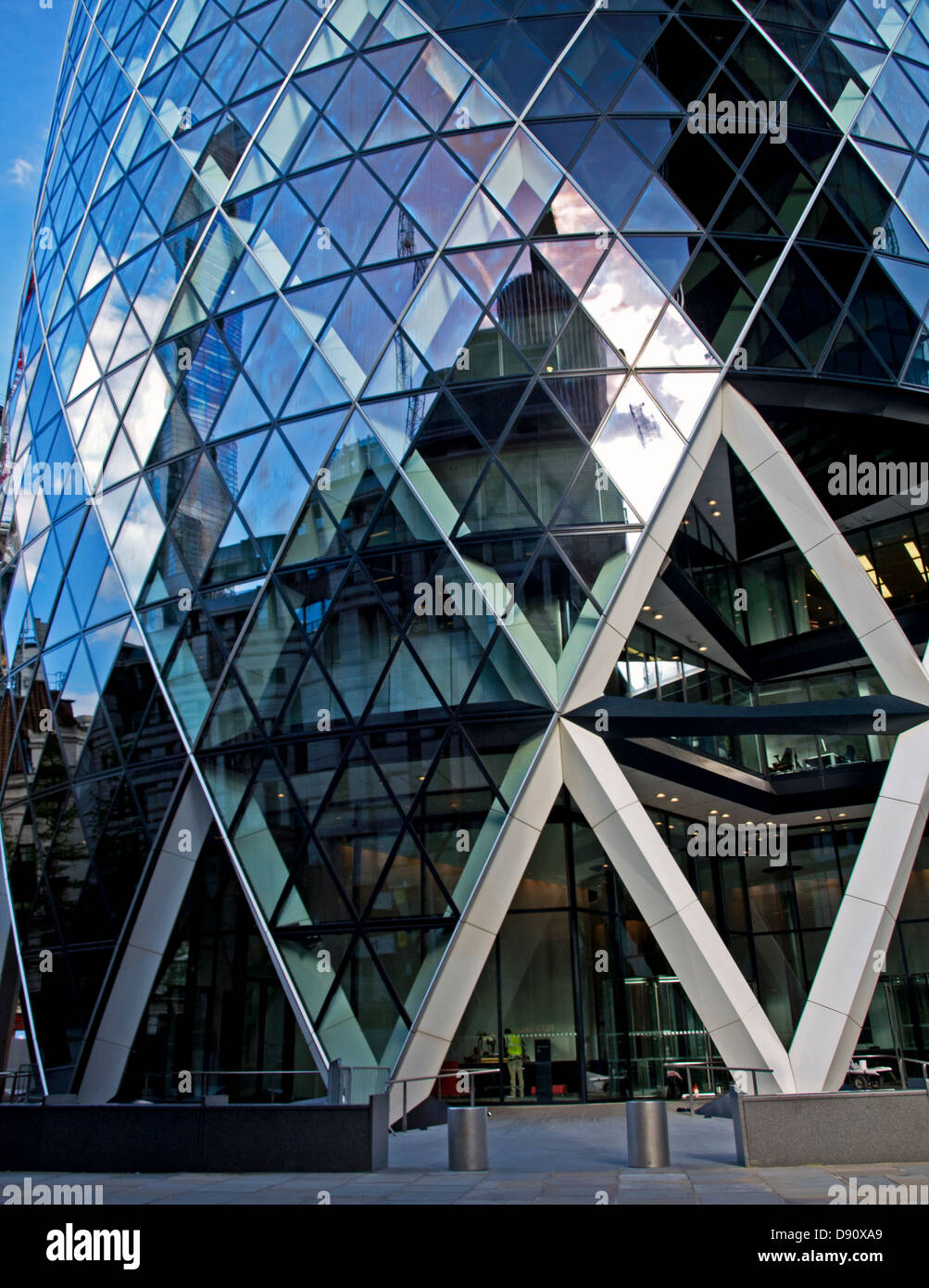 Entrance to 30 St Mary Axe (the Gherkin,Swiss Re Building),City of London,London,England,United Kingdom Stock Photo
