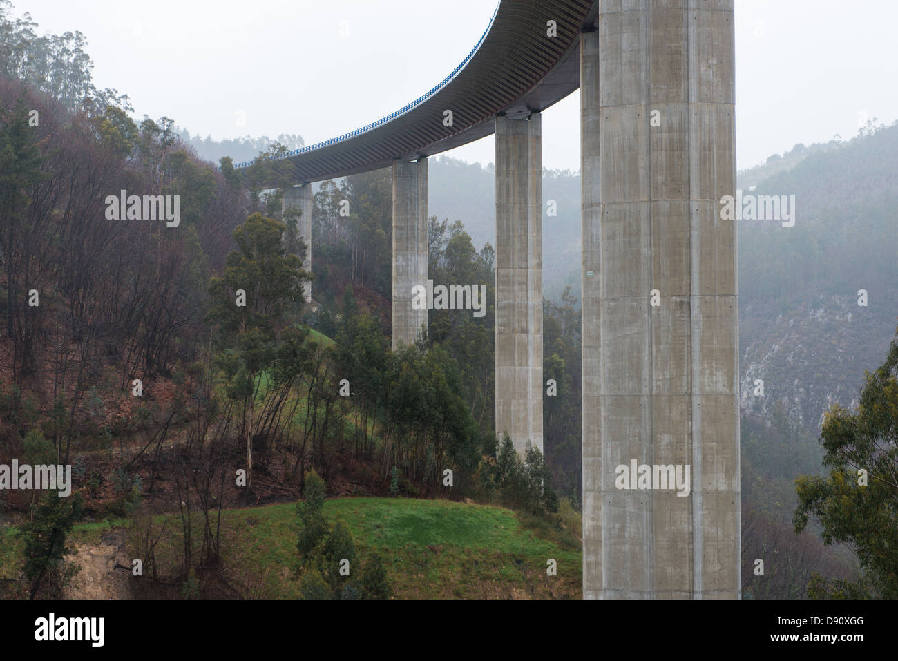 Concrete road bridges in Asturias, Northern spain Stock Photo