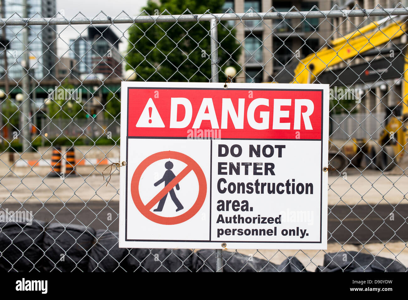 Danger sign at construction site Stock Photo