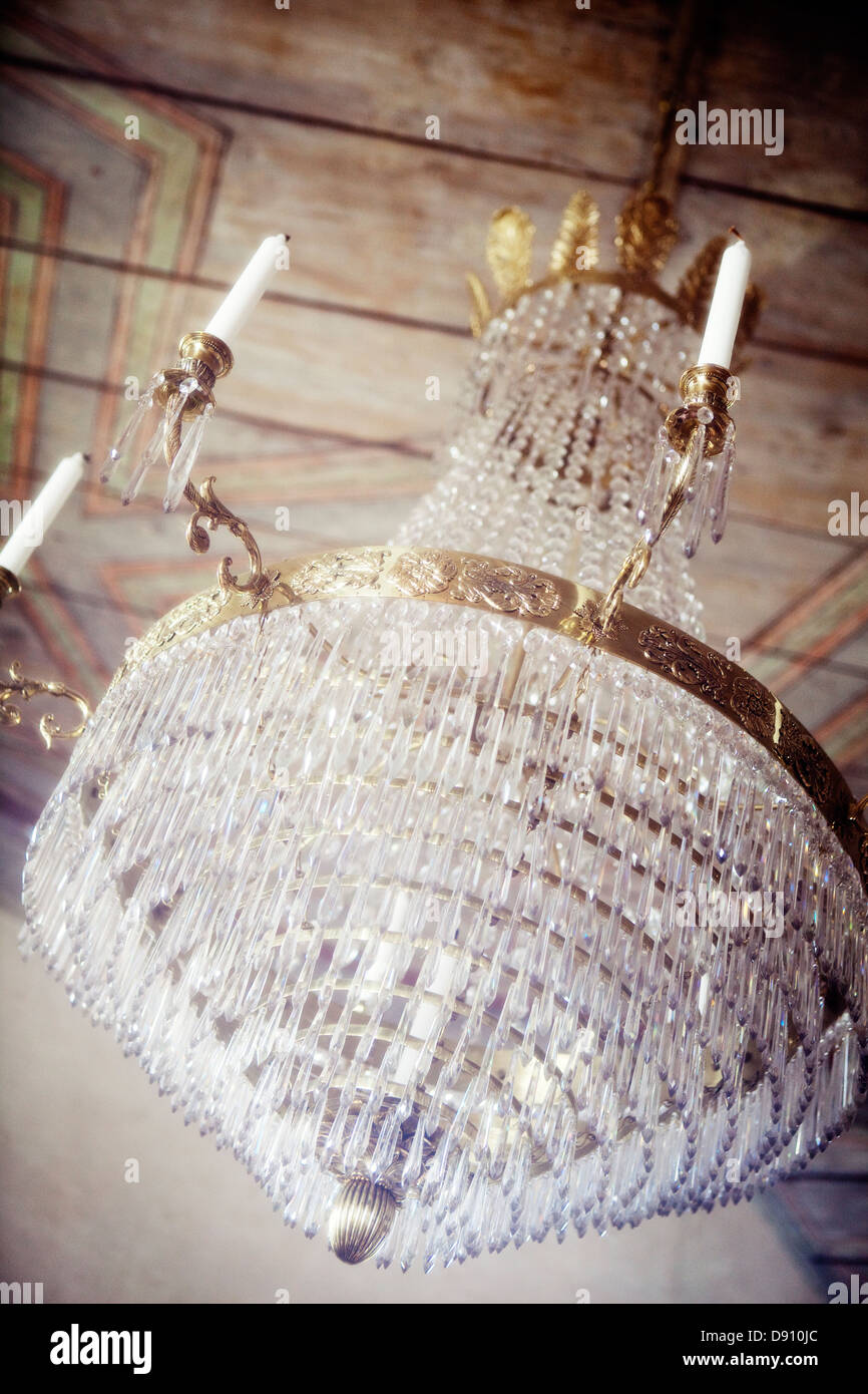 Low angle view of chandelier Stock Photo