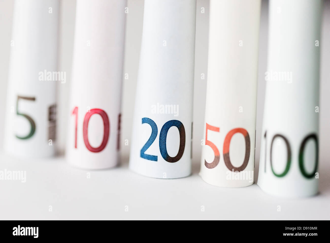 Euro notes in row Stock Photo