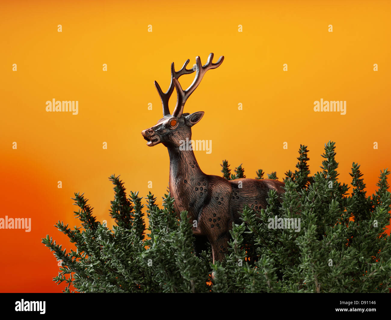 A metal deer in thyme, Sweden Stock Photo Alamy
