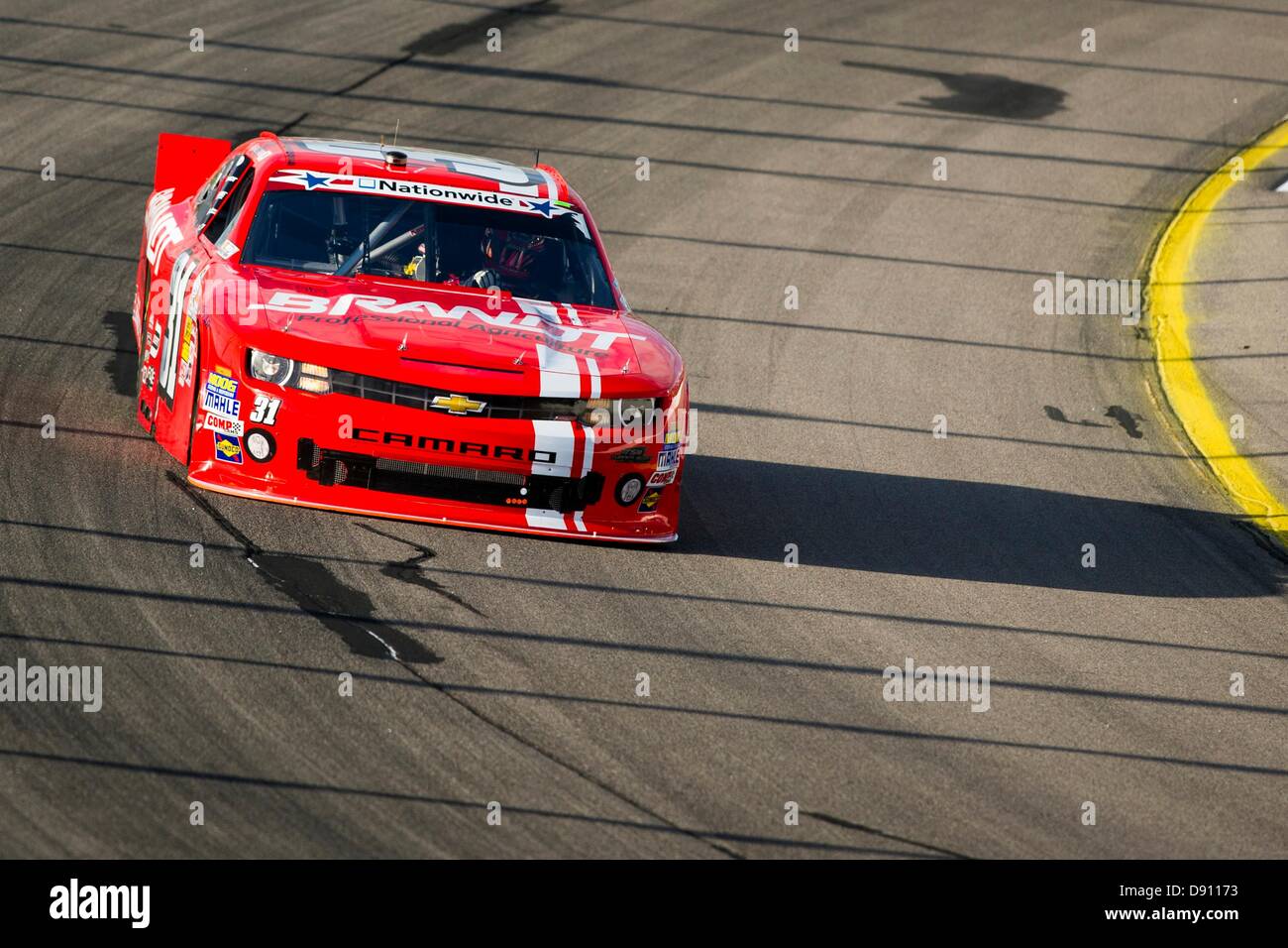 Newton, IA, USA. June 7th, 2013. Justin Allgaier (31) takes to the track during practice for the Pioneer Hi-Bred 250 at the Iowa Speedway in Newton, IA. Credit:  Cal Sport Media/Alamy Live News Stock Photo