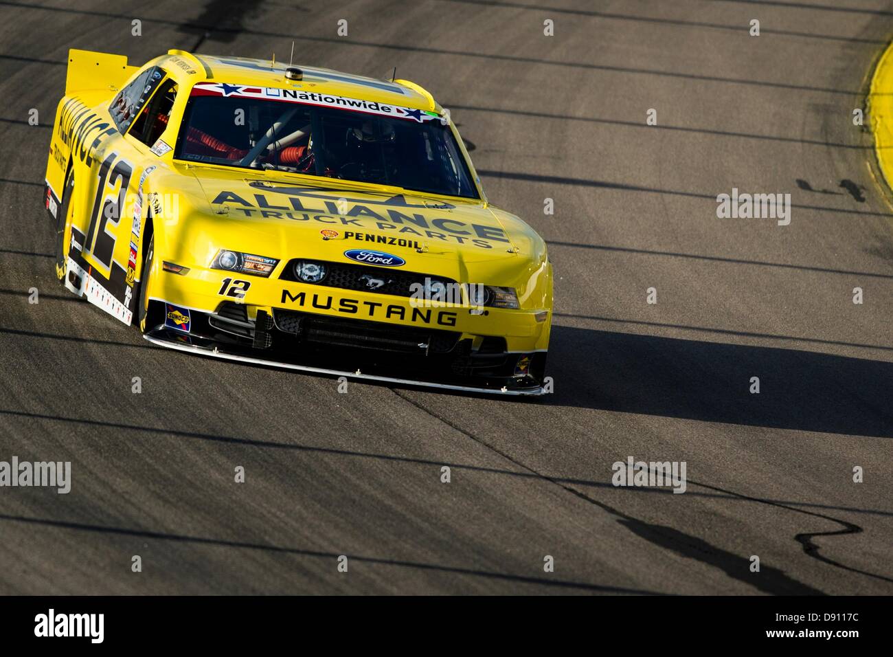Newton, IA, USA. June 7th, 2013. Sam Hornish Jr. (12) takes to the track during practice for the Pioneer Hi-Bred 250 at the Iowa Speedway in Newton, IA. Credit:  Cal Sport Media/Alamy Live News Stock Photo