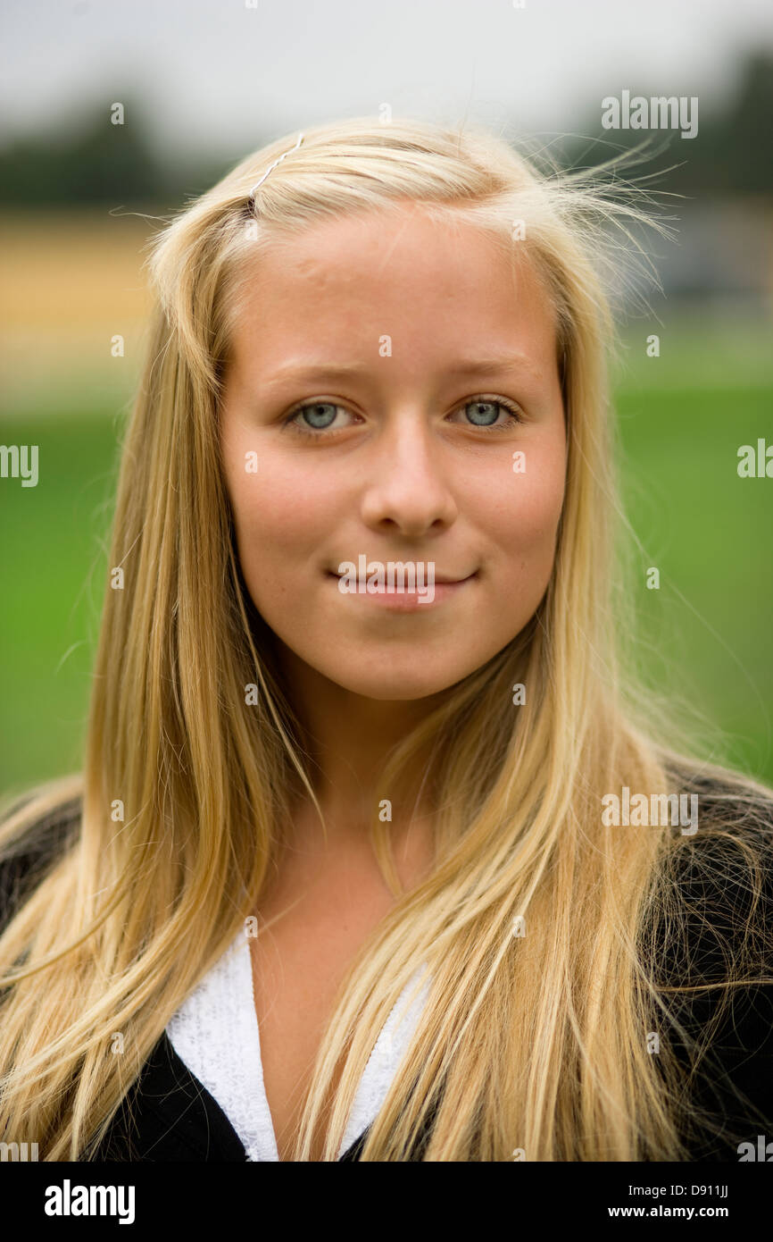 Young Scandinavian Girl Long Blond Hair Stock Photo 90205411