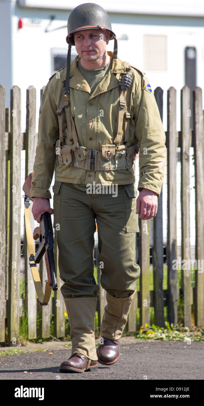 World War 2 Re Enactor Dressed In Us Army Uniform At The