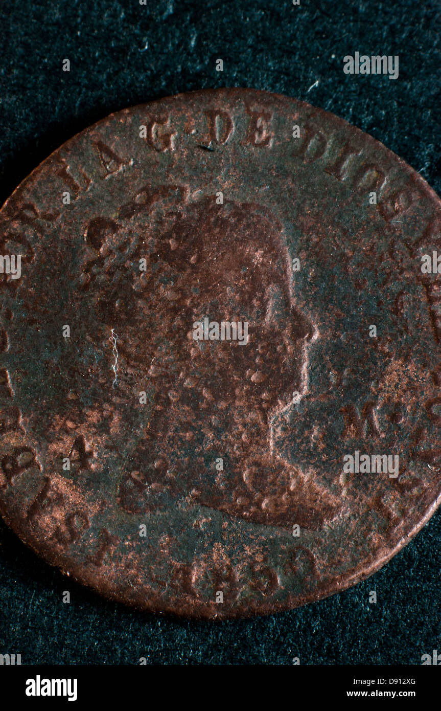 philippine coin in spanish colonial period, in studio setting Stock Photo
