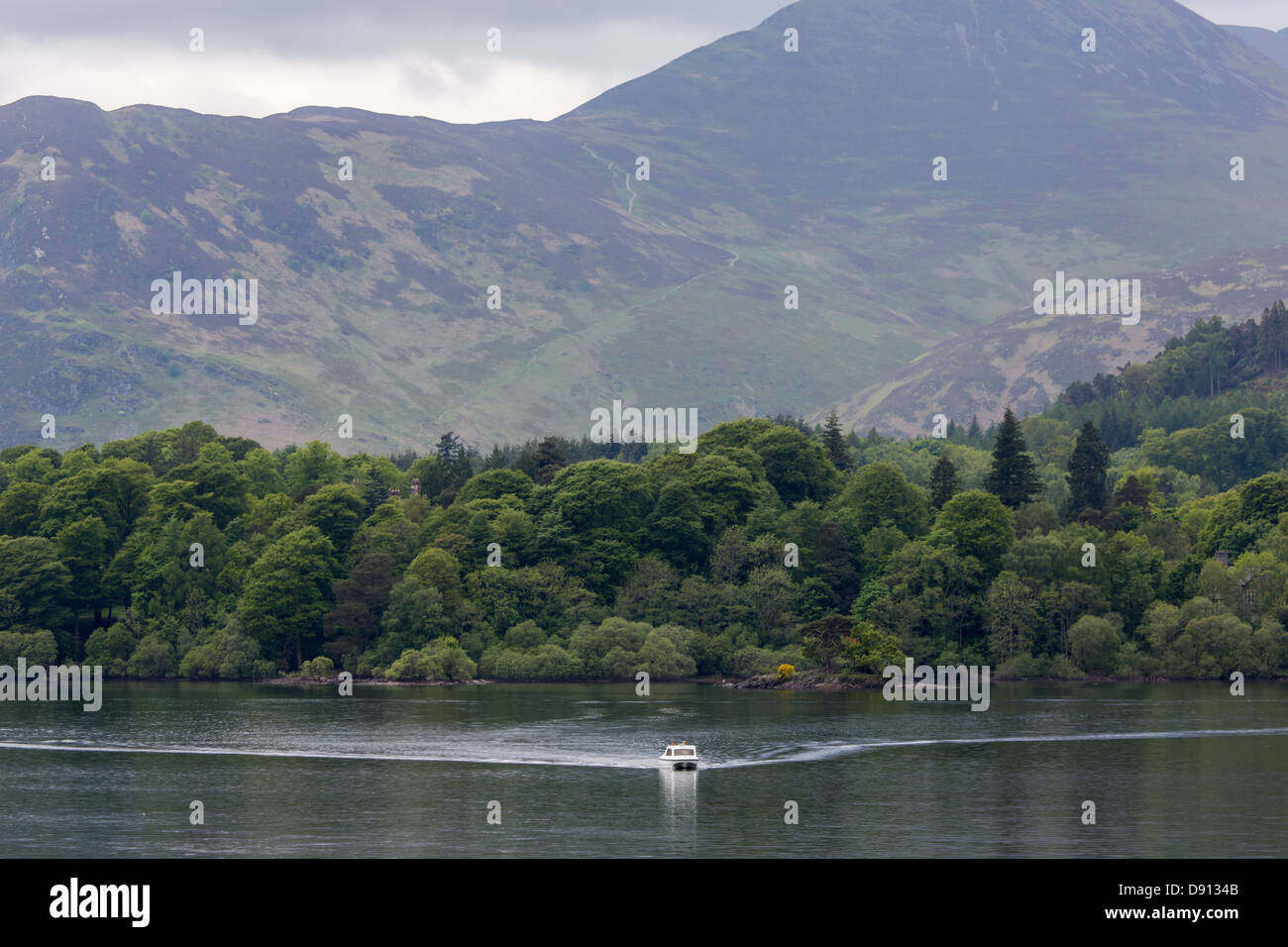 A hire motorboat on Derwent Water in the English Lake District National