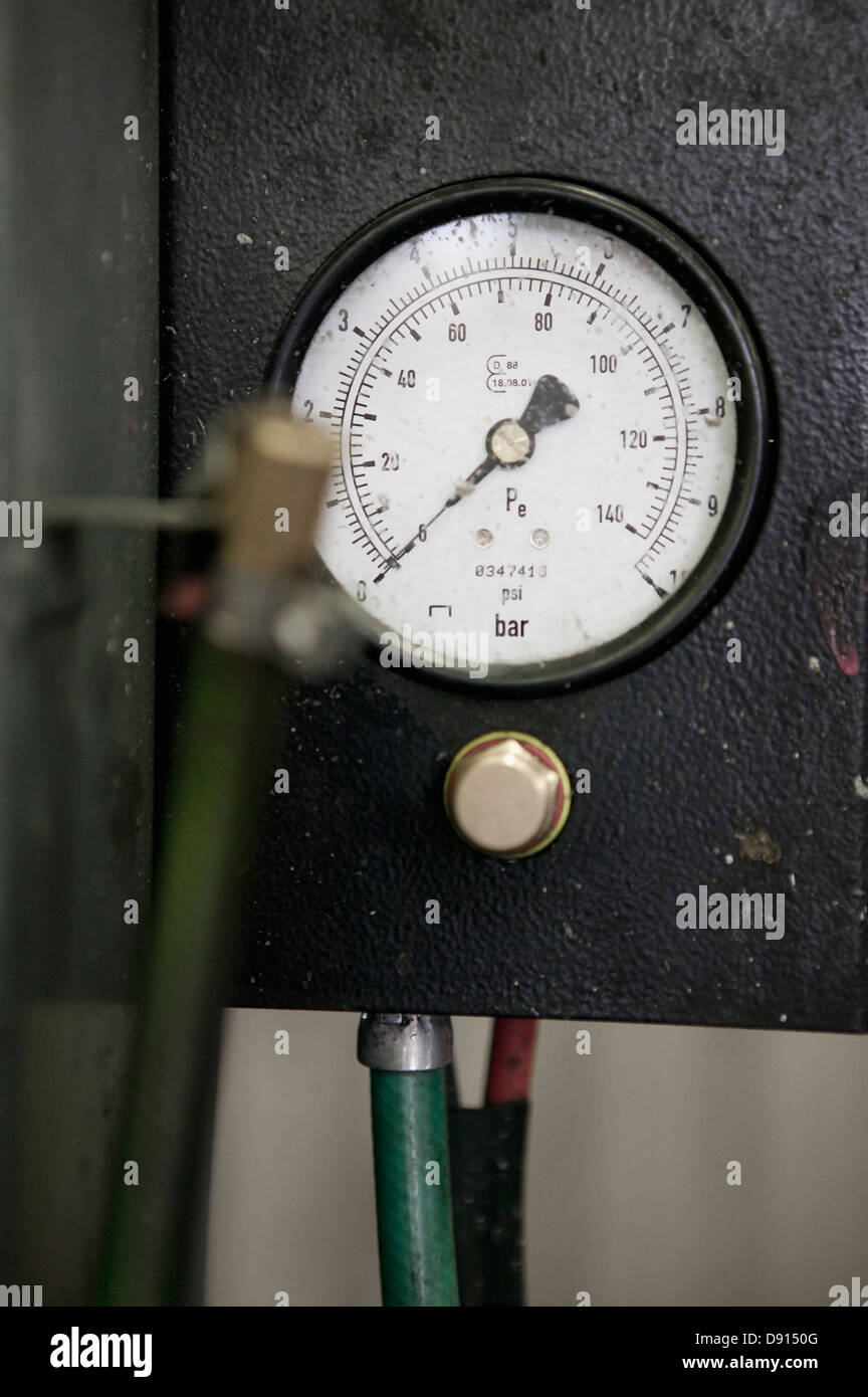 Close-up of pressure gauge Stock Photo