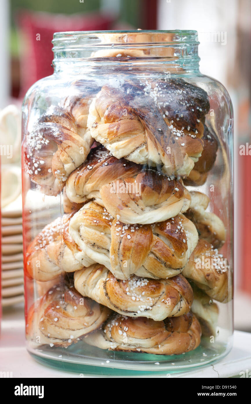 Cinnamon buns in jar Stock Photo