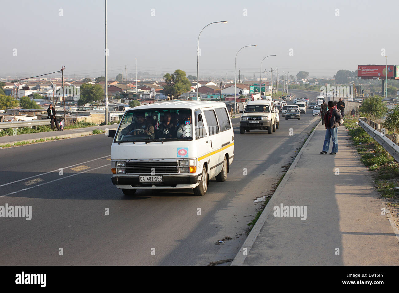 Photos of traffic and daily life in the township of Delft, South Africa Stock Photo