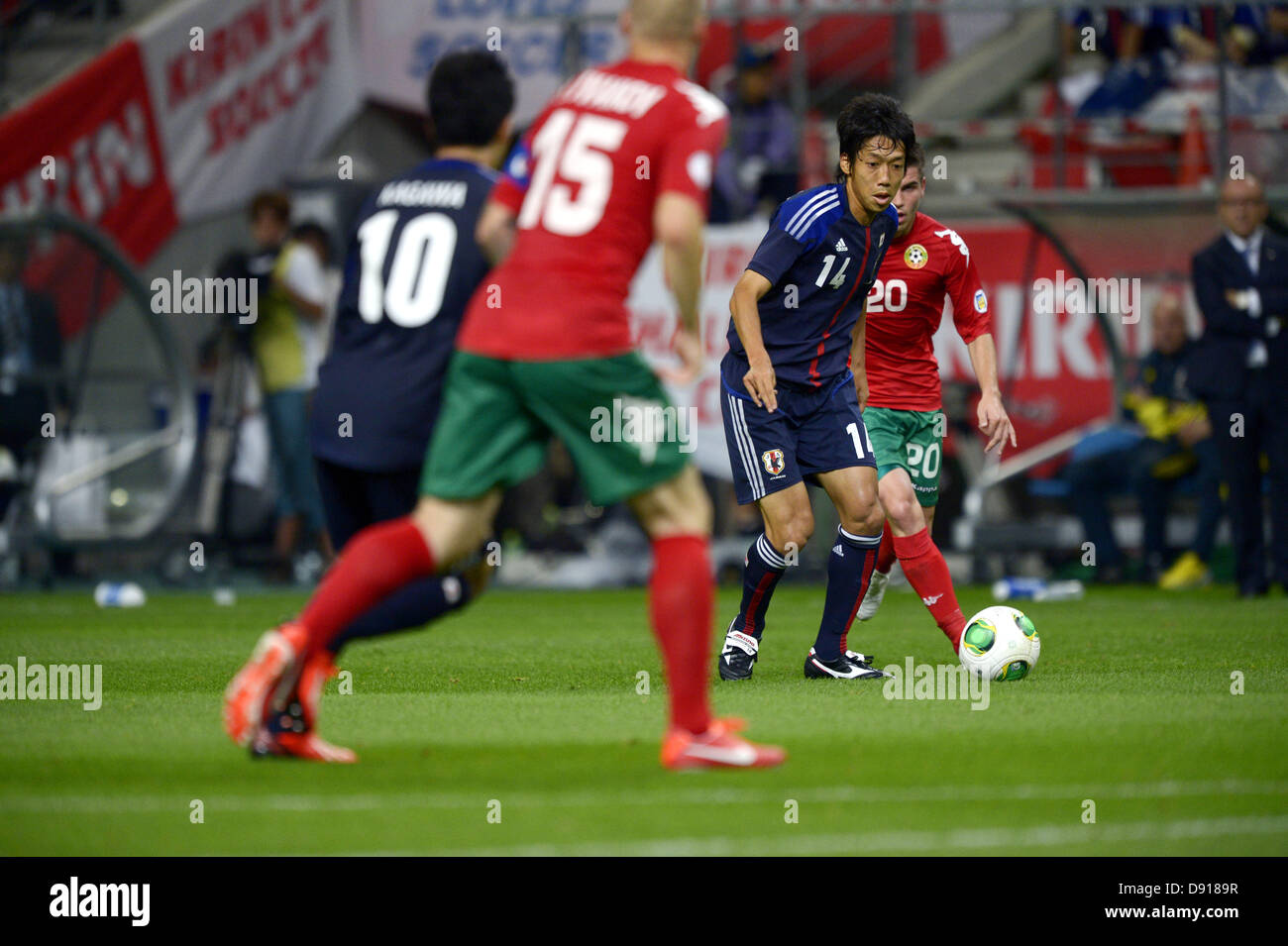 Kengo Nakamura (JPN), Stefan Velev (BUL), MAY 30, 2013 - Football / Soccer : Kirin Challenge Cup 2013 match between Japan 0-2 Bulgaria at Toyota Stadium in Aichi, Japan. (Photo by FAR EAST PRESS/AFLO) Stock Photo