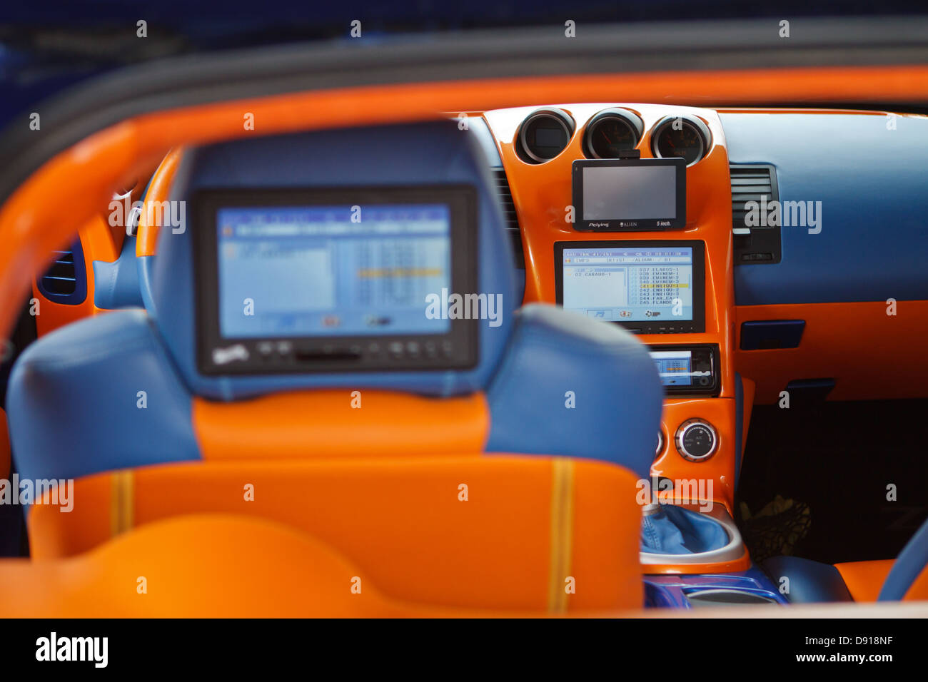 Car after tuning with large stereo system. Stock Photo
