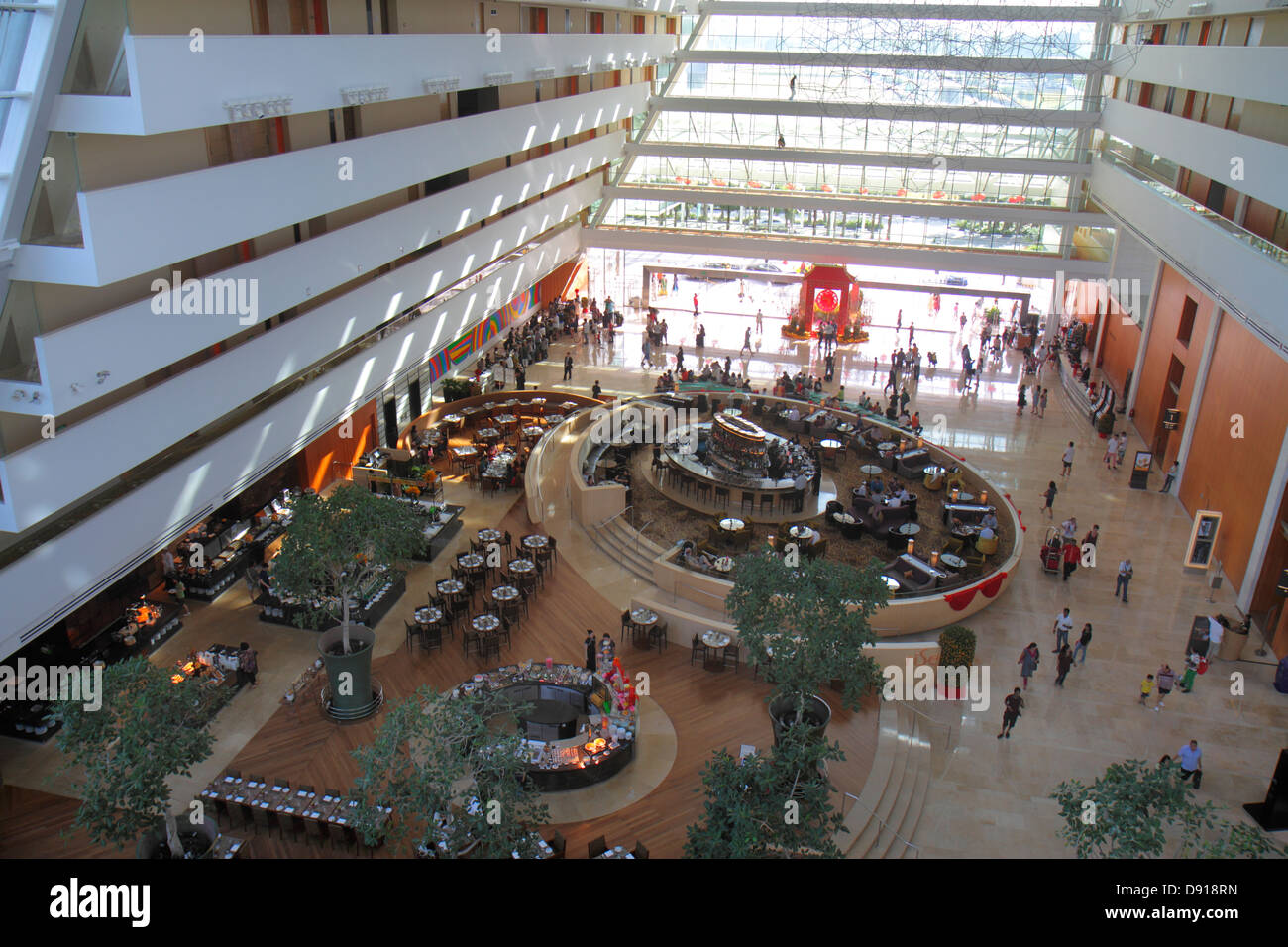 Singapore Marina Bay Sands,hotel,lobby,atrium,interior inside,looking down on,Sing130202160 Stock Photo