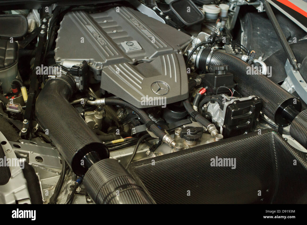 Mercedes SLS AMG GT3 engine. Stock Photo