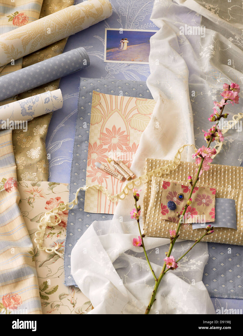 Textiles and wallpapers, Sweden. Stock Photo
