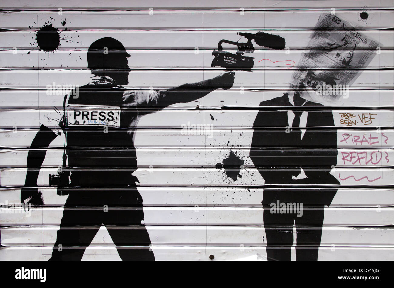 Freedom of the Press graffiti on a wall in Paris France Stock Photo