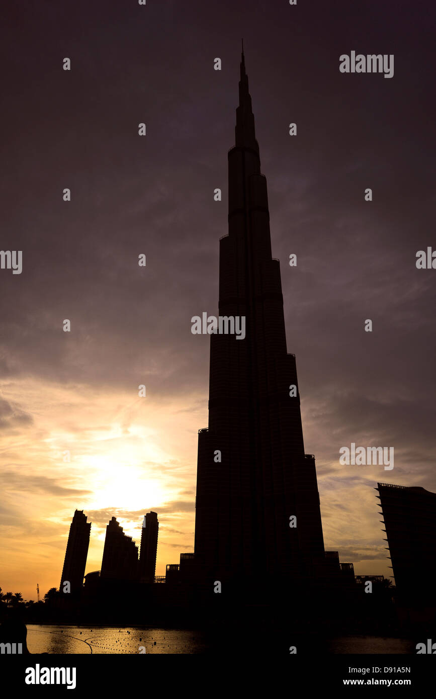 Burj Khalifa skyscraper, exterior of Burj Khalifa skyscraper, Dubai, United Arab Emirates Arabic Middle Stock Photo