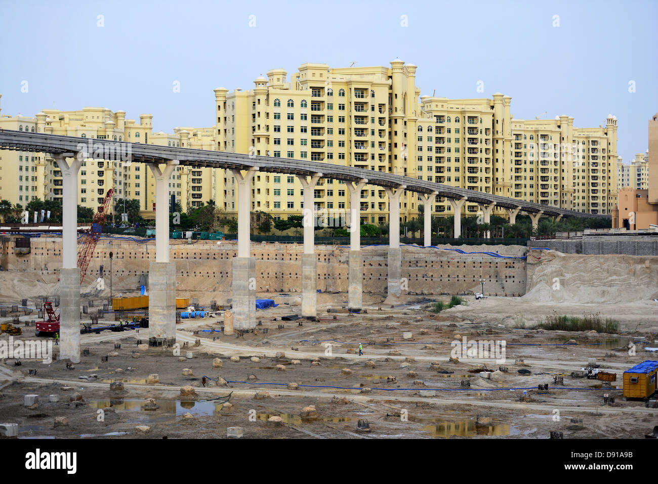 Dubai building industry, construction work being carried out in the city of Dubai, United Arab Emirates Stock Photo