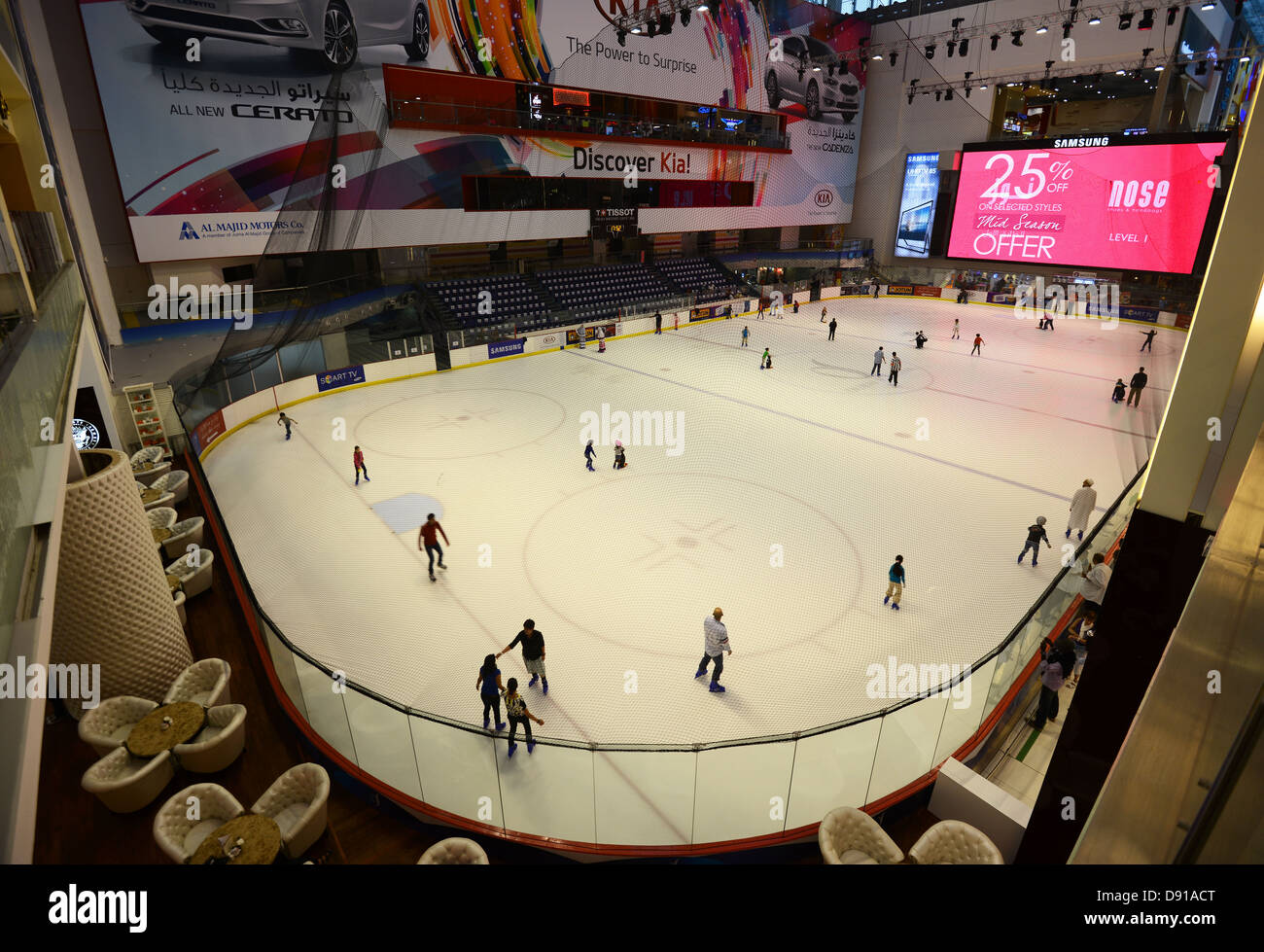 Dubai Mall, Ice rink at the Dubai Mall, Dubai, United Arab Emirates Stock Photo