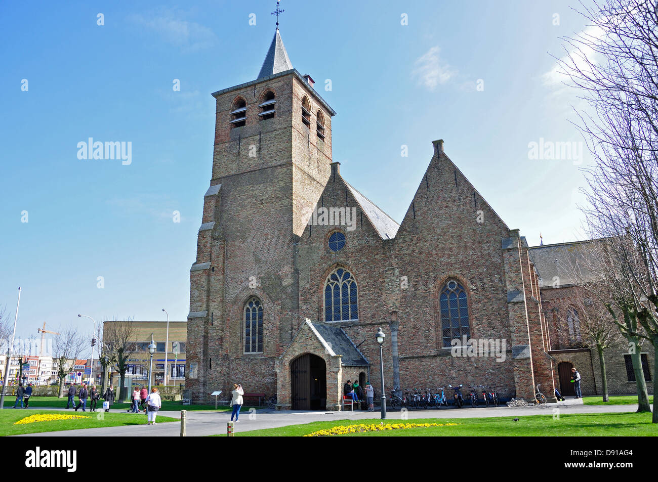 14th century Sint-Antonius (Saint Anthony's) Church, Kerkstraat, Blankenberge, West Flanders Province, Flemish Region, Belgium Stock Photo