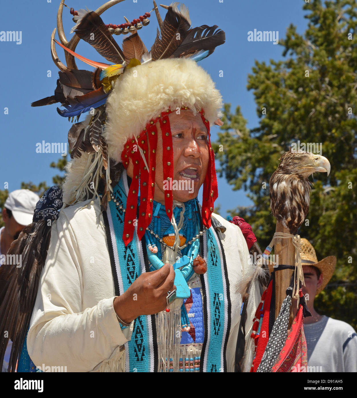 Tribal members of the Havasupai Indian Nation at the dedicated a new rim-based amphitheater at Mather Point on Grand Canyon South Rim October 25, 2010 at the Grand Canyon National Park, AZ. Stock Photo