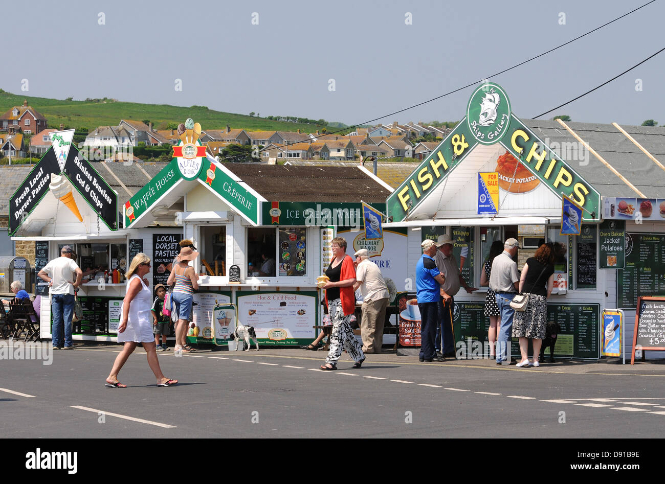 Fish and chips kiosk at west bay hi-res stock photography and images