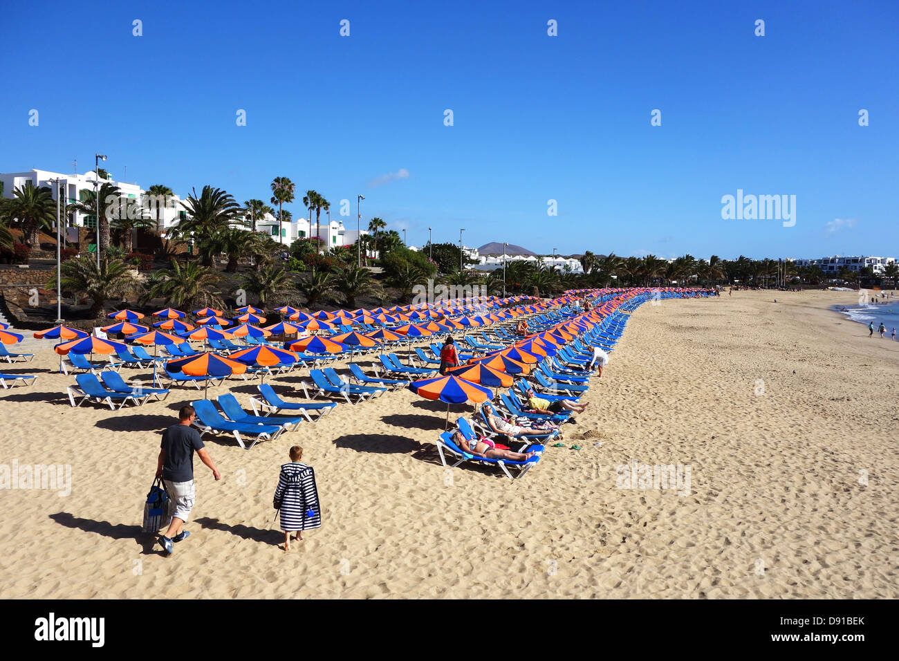 Lanzarote, Playa de las Cucharas beach, Costa Teguise, Lanzarote, Canary Islands Stock Photo