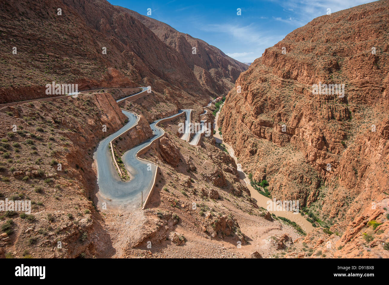 Winding road in Dades gorge, Morocco Stock Photo