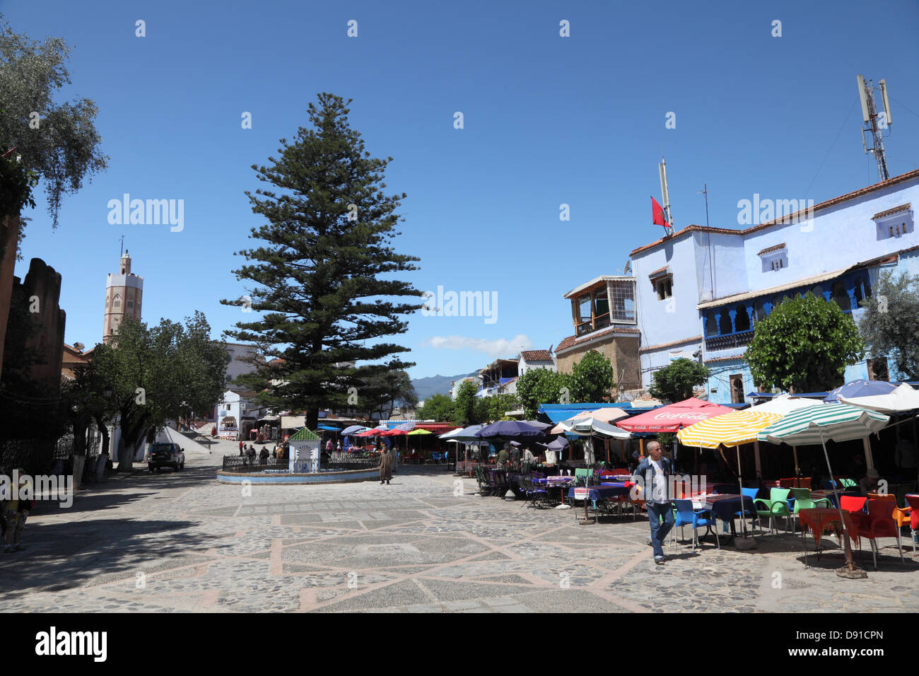 Square in the medina of Chefchaouen, Morocco Stock Photo