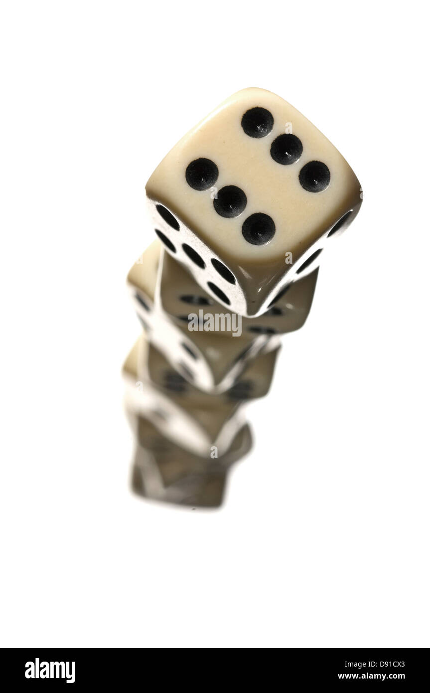 Stack of dice against white background Stock Photo