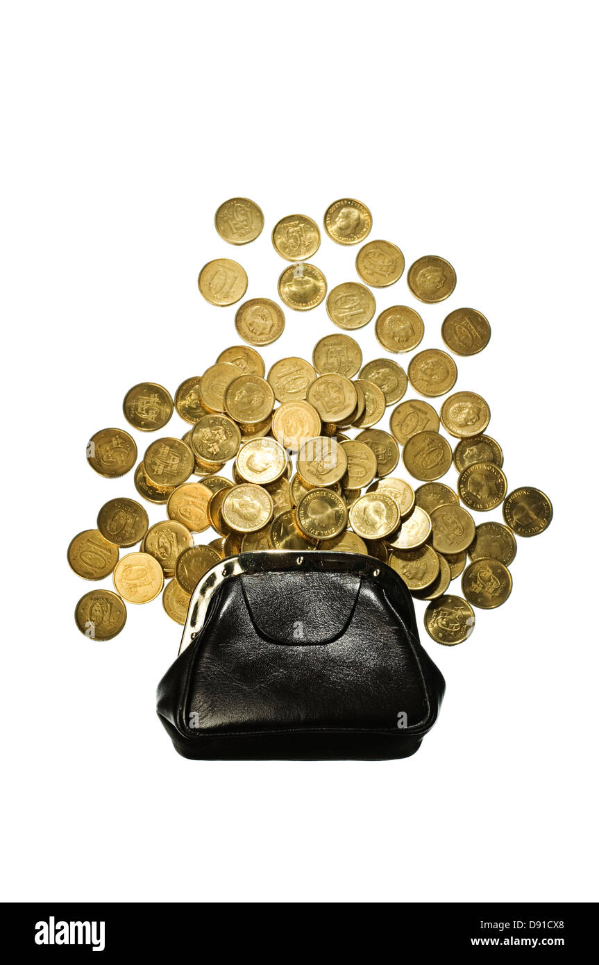 Swedish coins and wallet against white background Stock Photo - Alamy