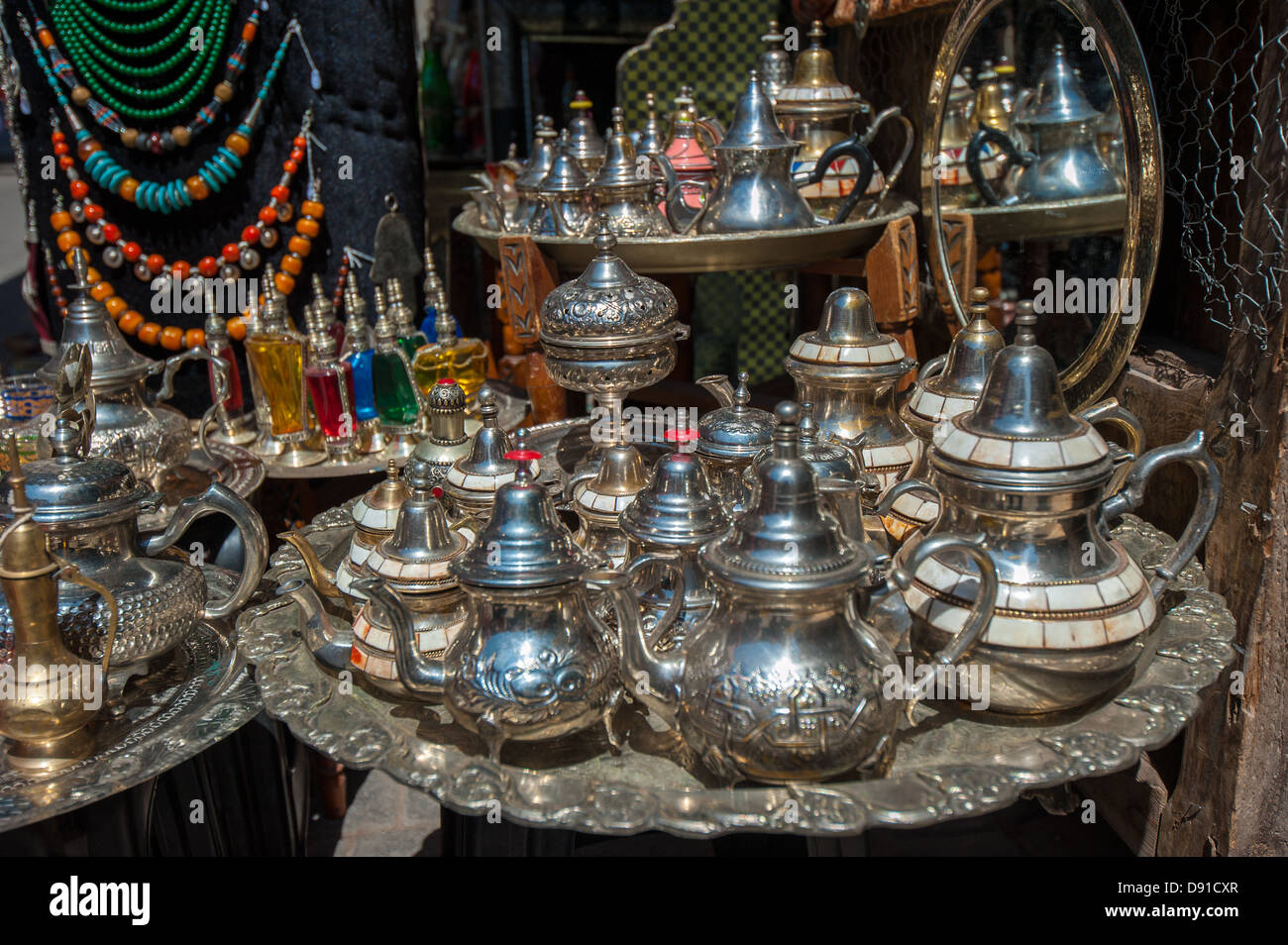 traditional moroccan teapots Stock Photo