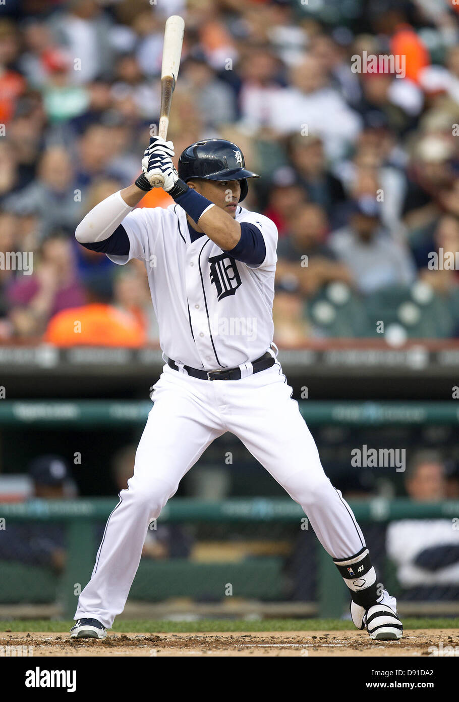 June 4, 2013 - Detroit, Michigan, United States of America - June 04, 2013: Detroit Tigers designated hitter Victor Martinez (41) at bat during MLB game action between the Tampa Bay Rays and the Detroit Tigers at Comerica Park in Detroit, Michigan. The Tigers defeated the Rays 10-1. Stock Photo