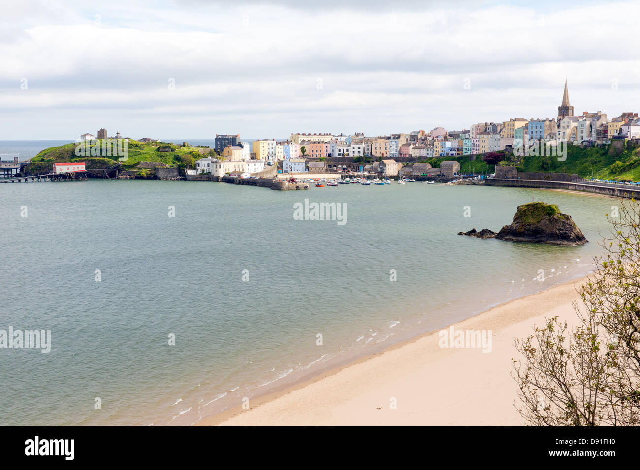Tenby Pembrokeshire Wales Historic Welsh Town With Pastel Coloured
