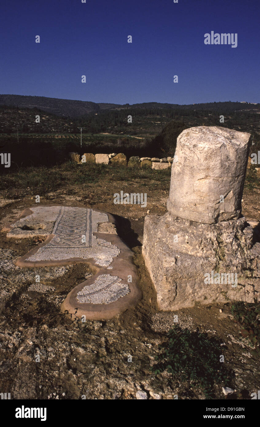 Ancient mosaic ruins at the outskirts of Kibbutz Hanita in the Galilee