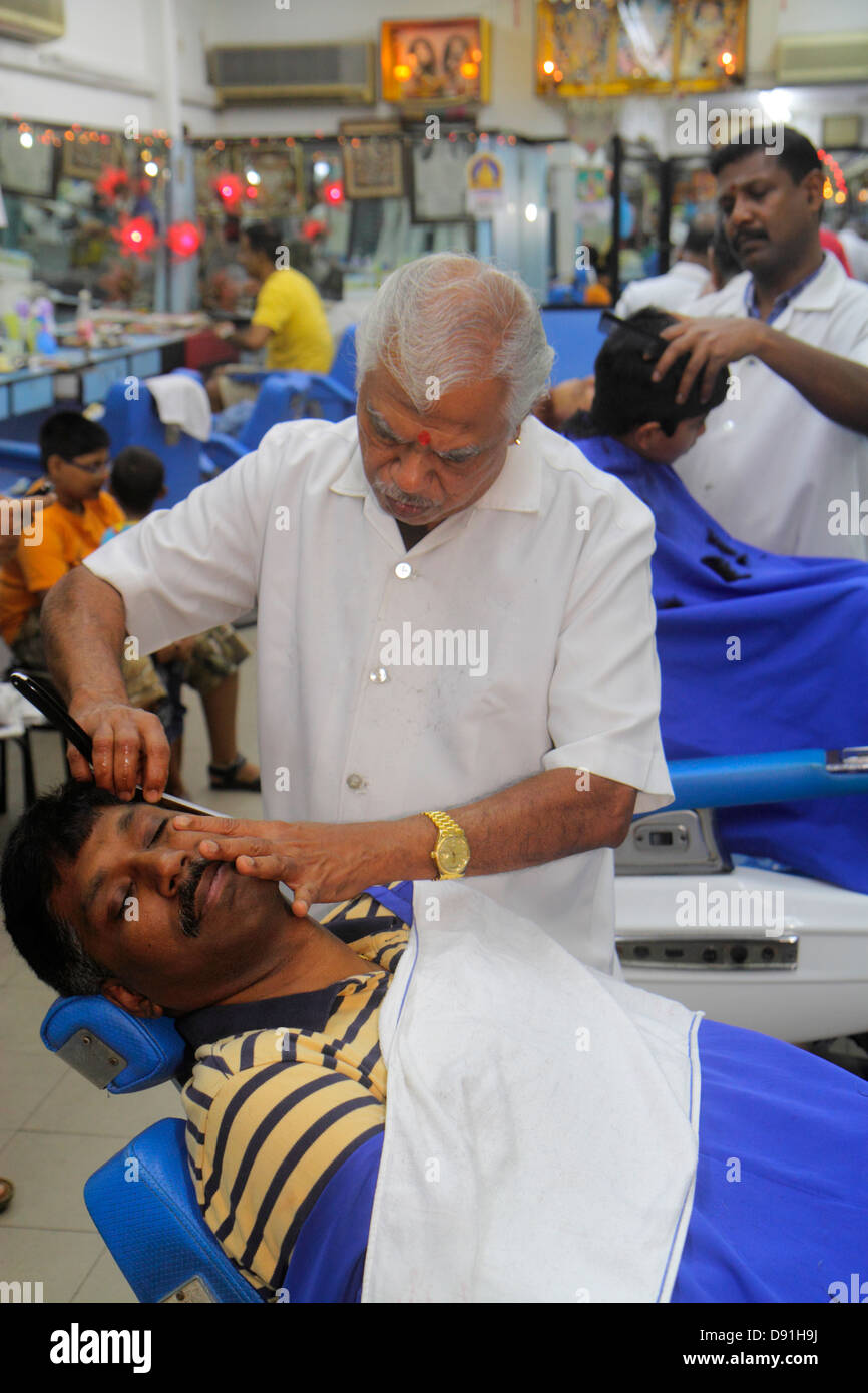 Singapore Little India,Serangoon Road,Asian man men male,barber shop