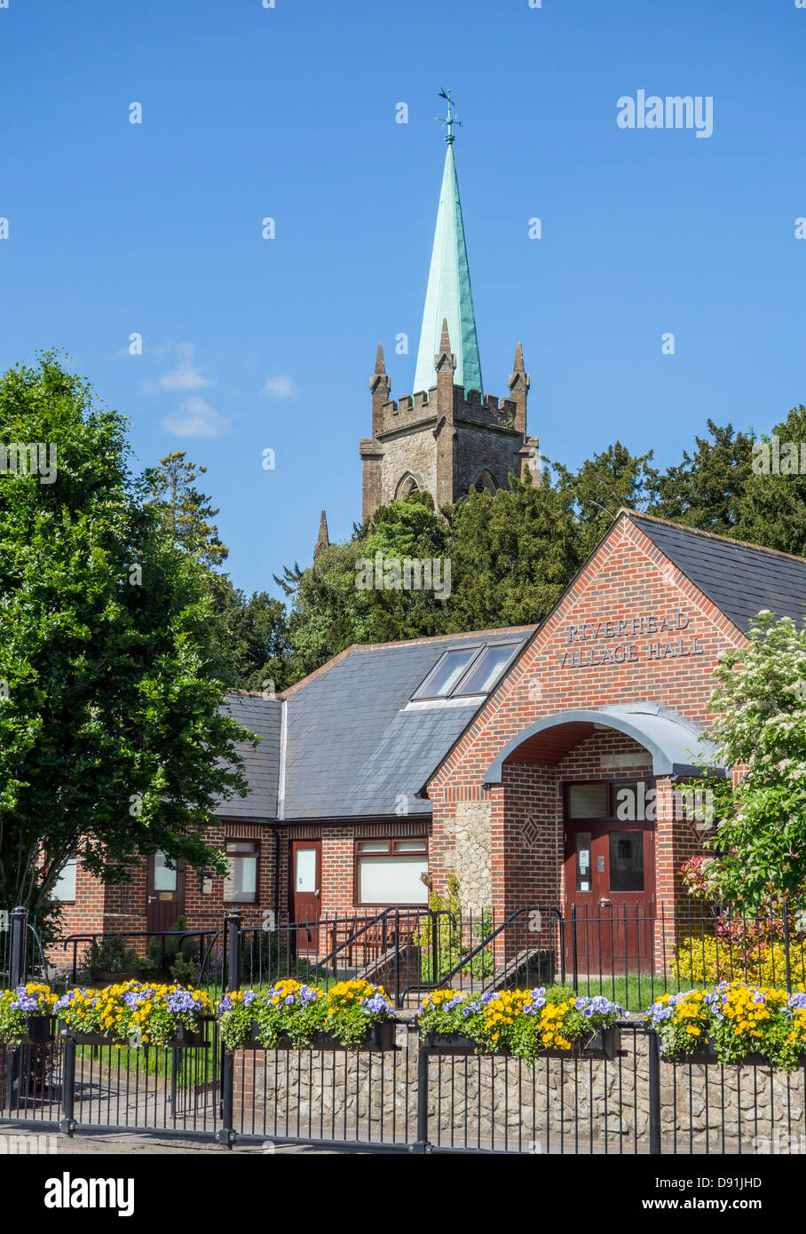 Riverhead Village Hall and Church Sevenoaks Kent Stock Photo Alamy