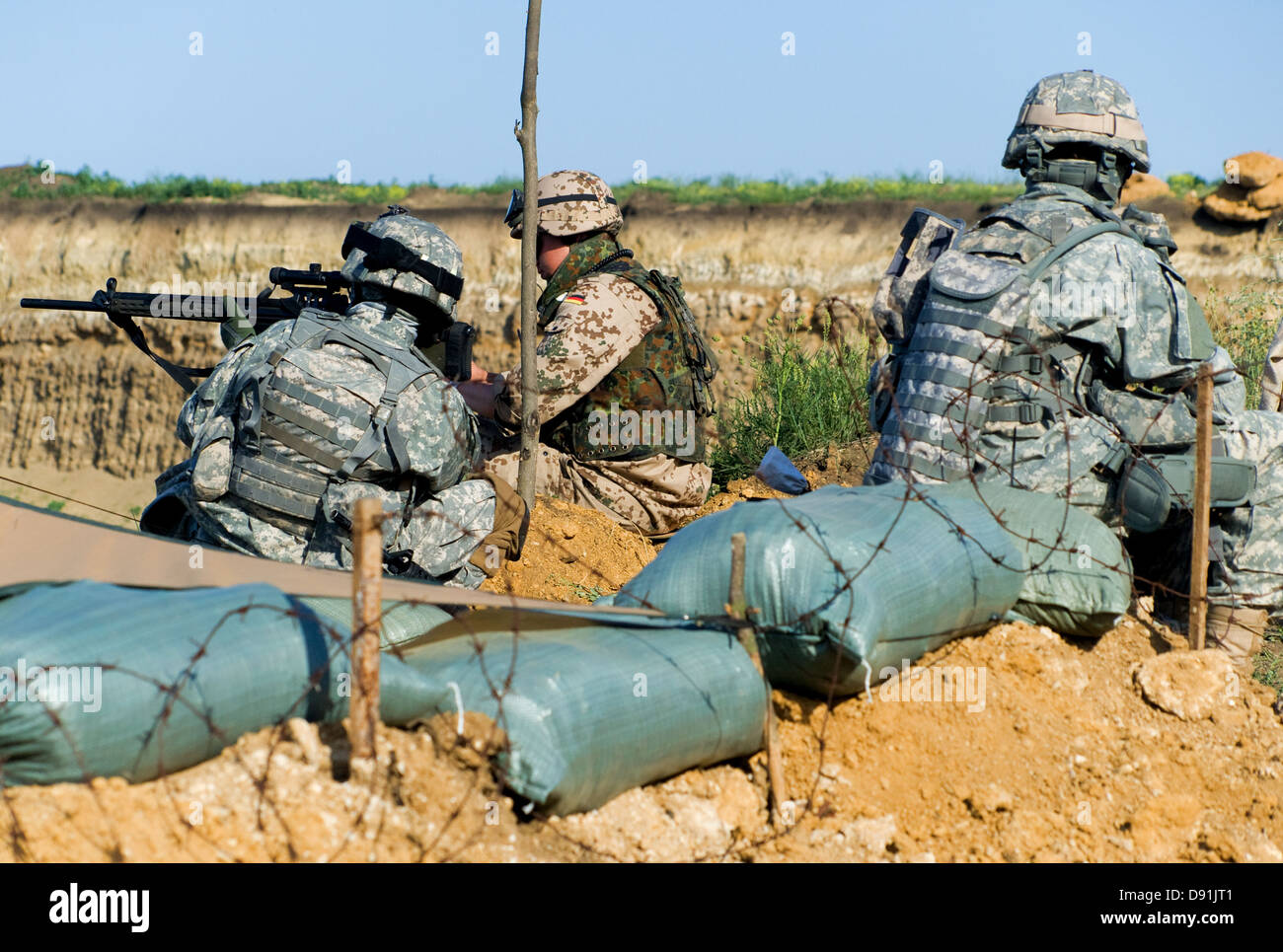 soldiers at the checkpoint Stock Photo